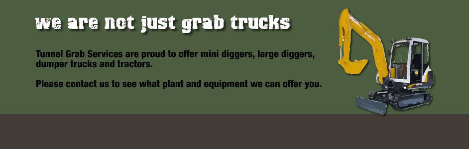 mini and large diggers, dumper trucks and tractors